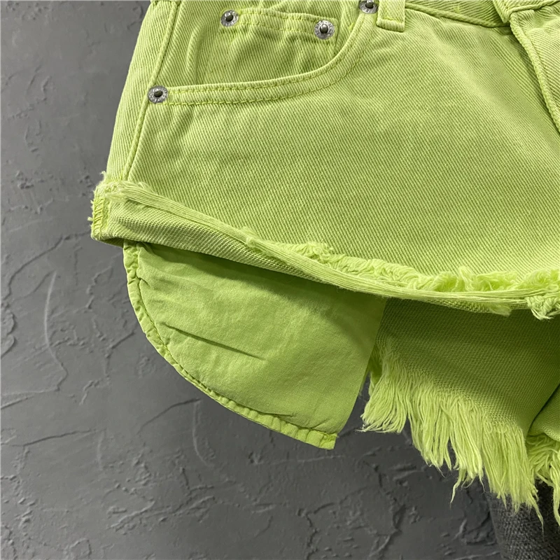 Description Picture 6 of itemDenim Shorts Women 2023 Summer Fashion Sexy Low Waist Tassel Purple Pocket Loose Wide Leg Hot Pants Short Jeans Pants for Women