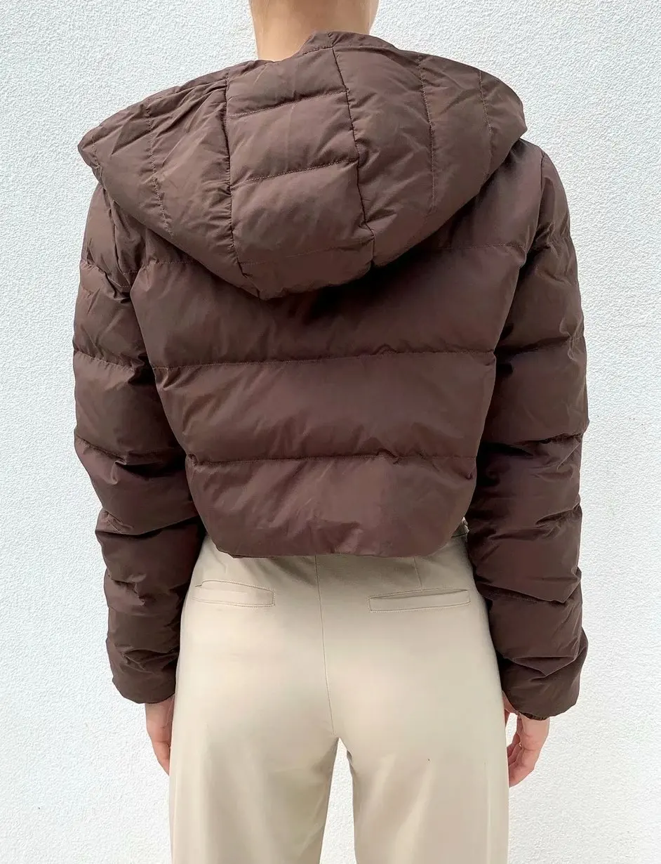 Description Picture 5 of itemAutumn Winter Jackets Hooded Brand New Solid Causal Simple Short Zipper Coat Female Warm Long Sleeve