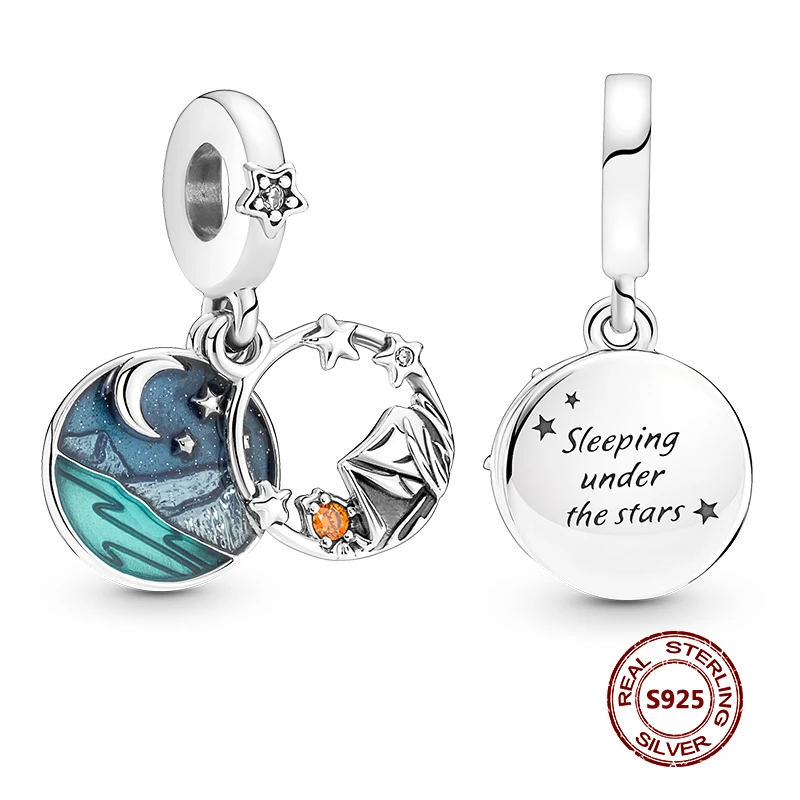 Description Picture 2 of itemFor Pandora Original Bracelet 925 Sterling Silver Firefly Charm Star Moon Bead Eyes Zircon Airplane Pendant DIY Jewelry Making