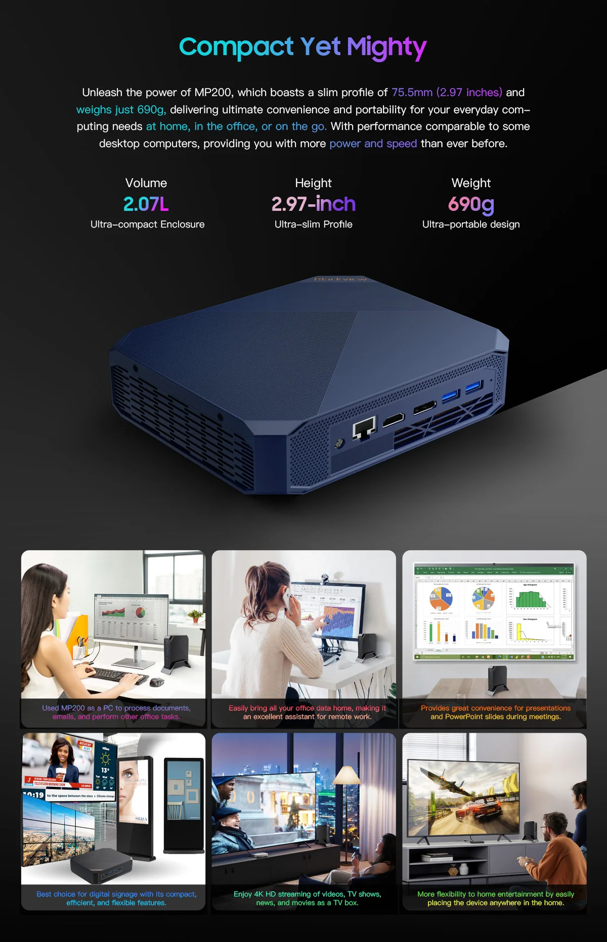 Description Picture 5 of itemBlackview Mini PC MP200 Intel 11th Gen I5-11400H Desktop Computer Up To 4.5GHz 16GB DDR4 512GB SSD Window 11 Pro Wifi 6 4K DH PC