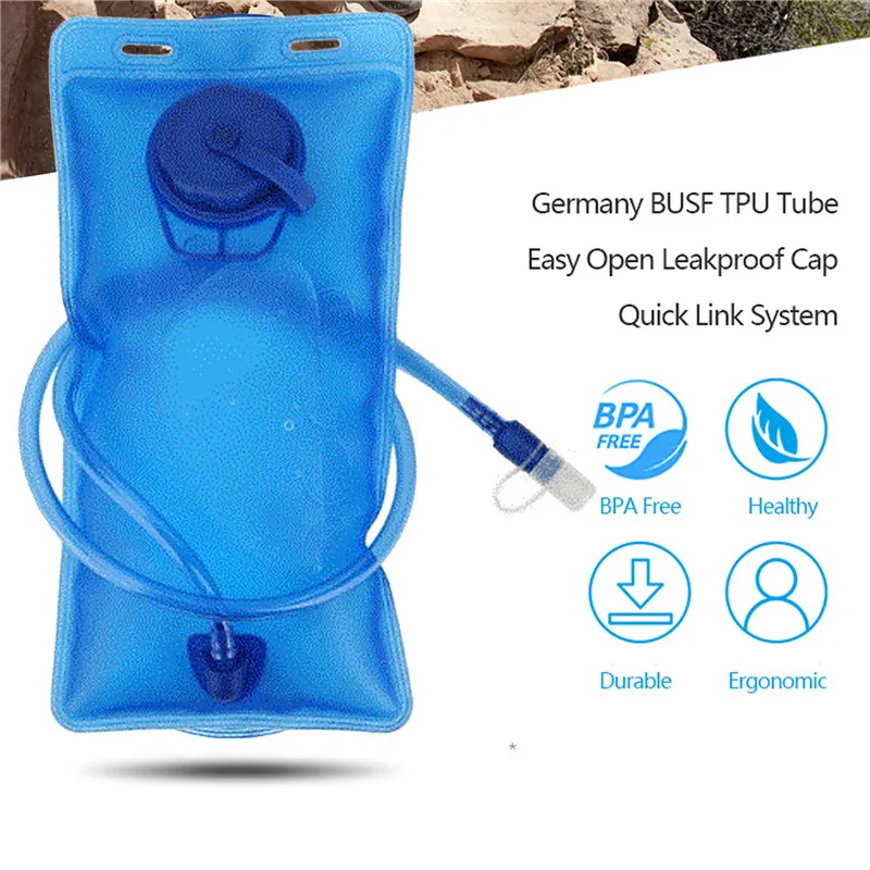 Description Picture 2 of item2L Capacity Folding Water Bag With Drinking Tube Hydration Bladder Leak Proof Outdoor Accessory Bicycle Hiking Ride Water Bags