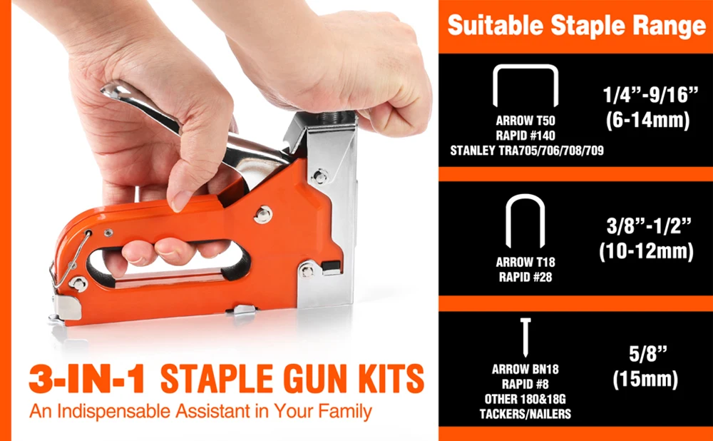 Description Picture 2 of item3 in 1 Manual Nail Gun Stapler with 3000 Nails Home Heavy Duty Staple Gun for Wood Furniture Carpentry DIY Type 53 With 1600nail