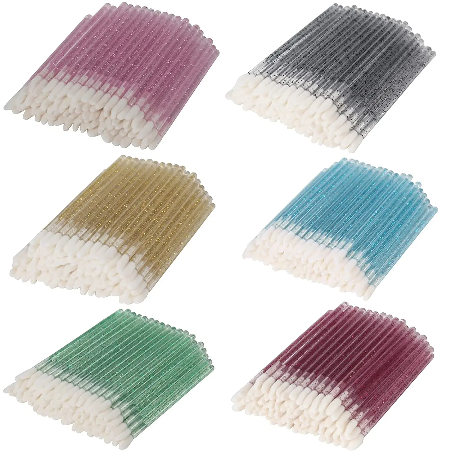 Description Picture 2 of item1000pcs Lip Applicator Disposable Crystal Lip Brush Velour Applicators Lipstick Brush Mascara Wands Make Up Lip Brushes