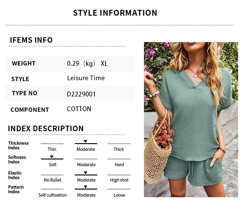 Description Picture 2 of item2023 Summer Short Sets Women's Suit Casual Elegant Fashion Shorts and Top Two Piece Set for Women Outfit Vacation Matching Sets