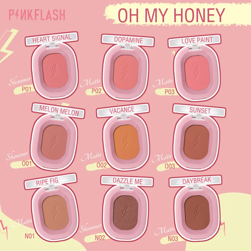 Description Picture 6 of itemPinkFlash 9 Color Matte Blush Long-lasting No Makeup Natural Pink One-piece Blush Powder Waterproof Cosmetics Face Make Up TSLM1