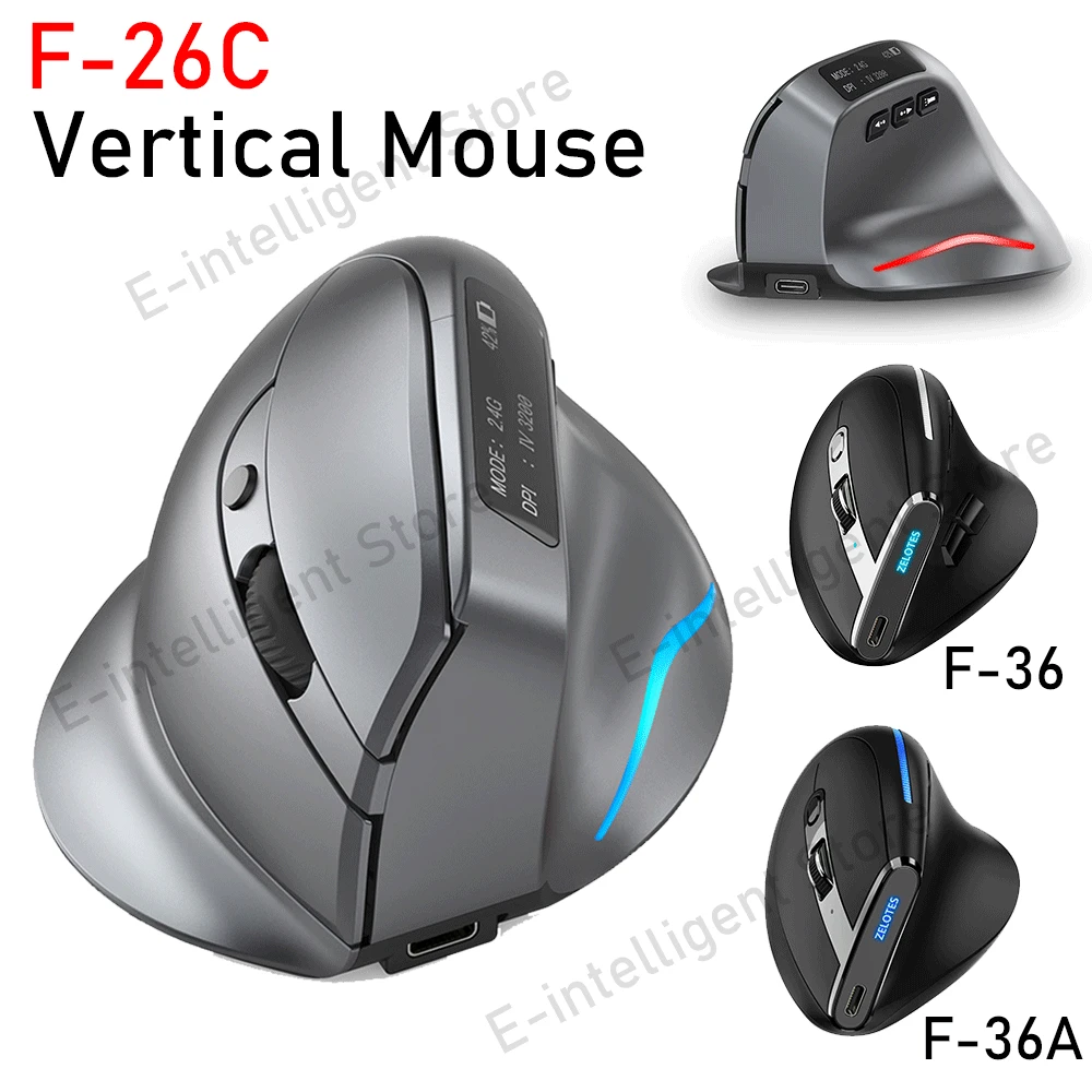 ZELOTES F-26C Ergonomic Vertical Mouse 2.4G Wireless Computer Gaming Mice USB Optical Mouse 3200DPI Gamer Mause For Laptop PC
