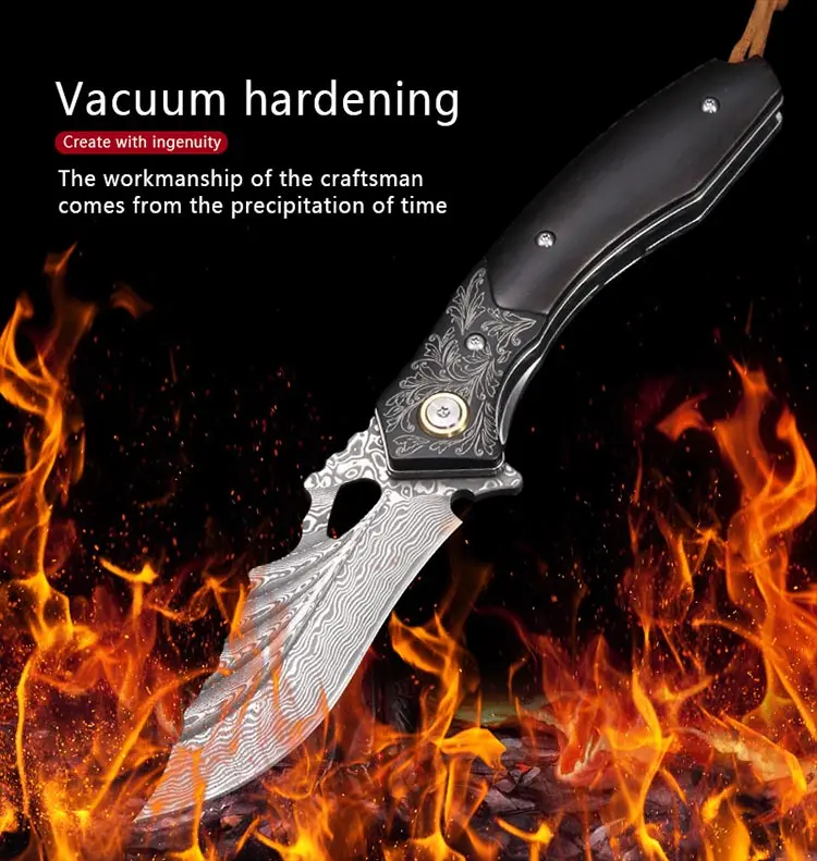 Description Picture 6 of itemDamascus steel folding knife high hardness sharp outdoor camping carry pocket knife portable defense folding fruit knife