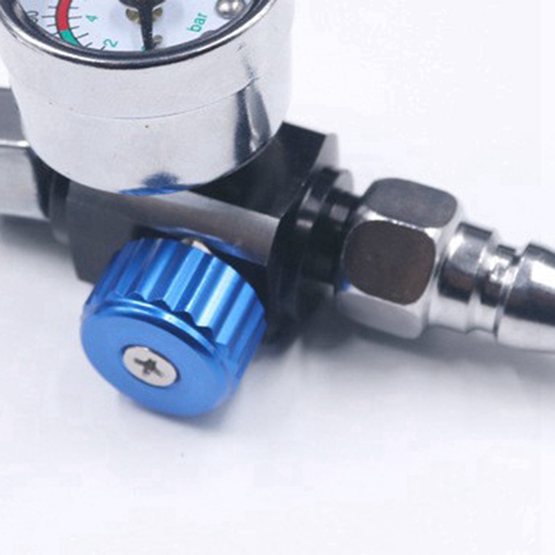 Description Picture 2 of item1/4 Inch Bsp Mini Air Regulator Valve Tool Durable Small Tail Pressure Gauge with Nozzle for Spray Tool