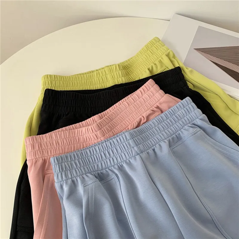 Description Picture 6 of itemShorts Women Summer All Match Elastic Waist Loose Solid Casual Korean Style Fashion Soft Streetwear Female Pocket Short Trousers