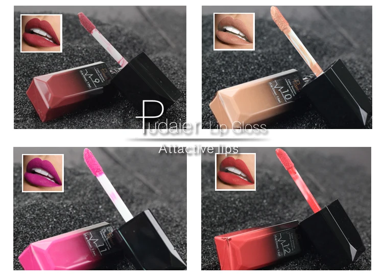 Pudaier Lips Matte Liquid Lipstick Make up Cosmetics Makeup Long-lasting Moisturizer Lip Gloss Maquiagem Waterproof Lipgloss Pen