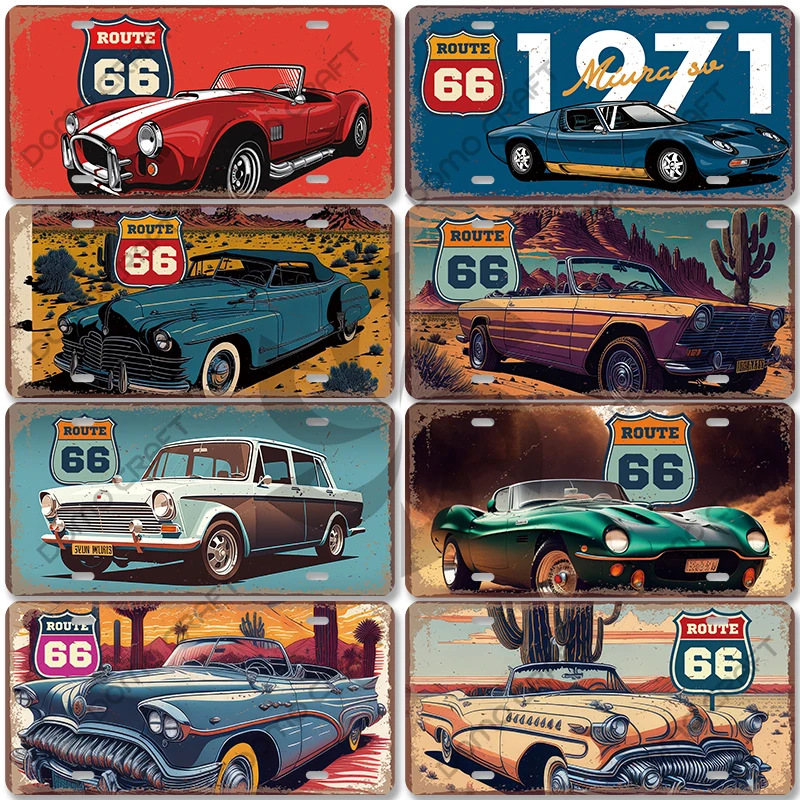 Description Picture 3 of itemRoute 66 License Plate Metal Tin Sign Classic Cars Metal Plaque Wall Art Decor for Garage Car Club Bar Pub Man Cave