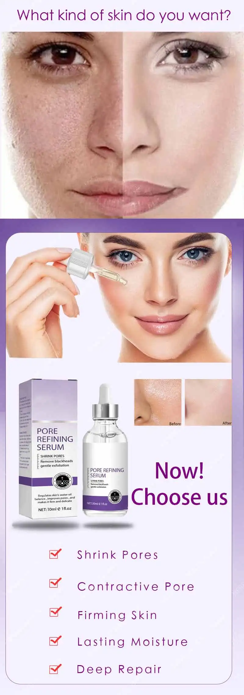 Description Picture 6 of itemPore Skin Care Serum Facial Essence for Shrinking Pores Relieving Dryness Moisturizing Oil Control Firming