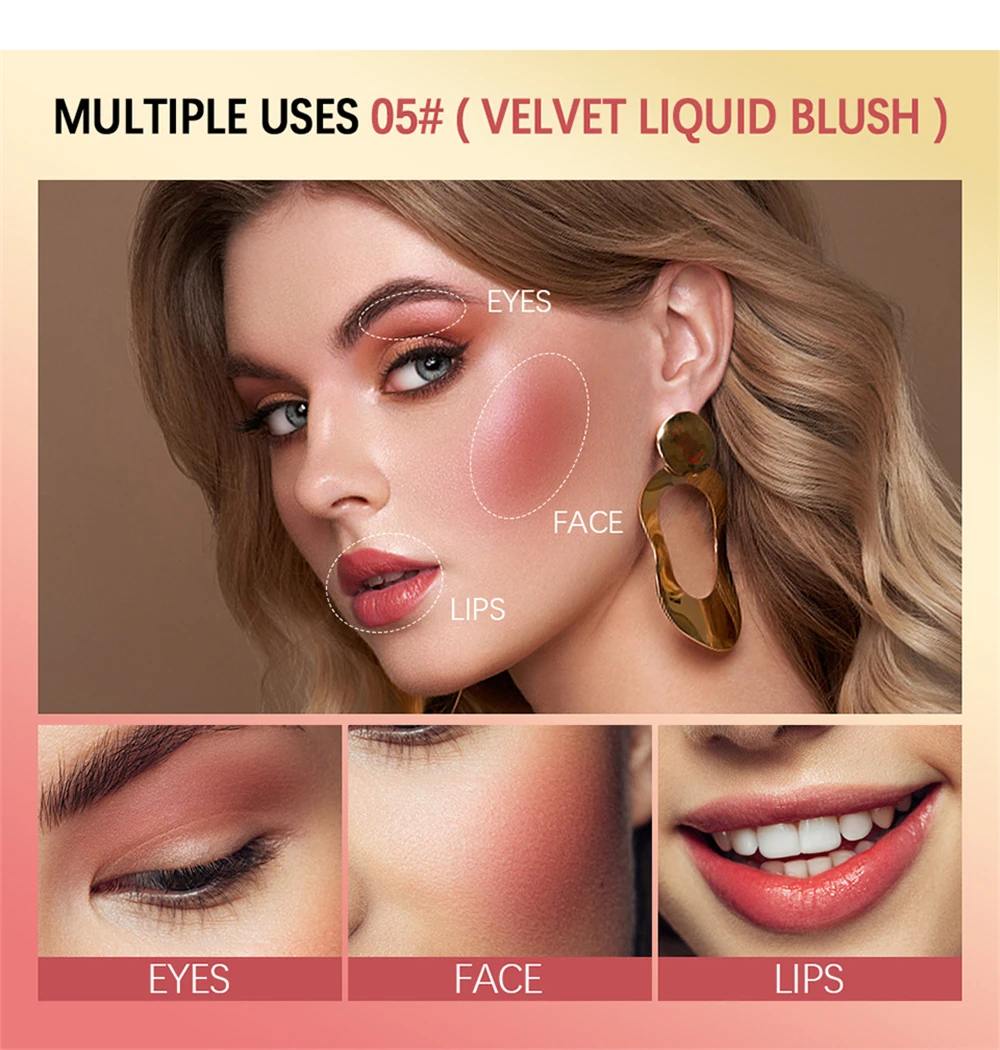 Description Picture 5 of itemMatte Liquid Powder Blusher Mousse Peach Cream Outline Shadow Colored Cheek Rough Blush Waterproof Face Makeup Cosmetics