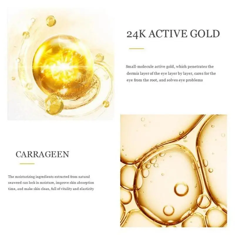 Description Picture 4 of itemBioaqua 60pcs Gold Collagen Eye Mask Anti Sleep Crystal Eye Patch Moisturizing Dark Circles Remover Eye Care Mask