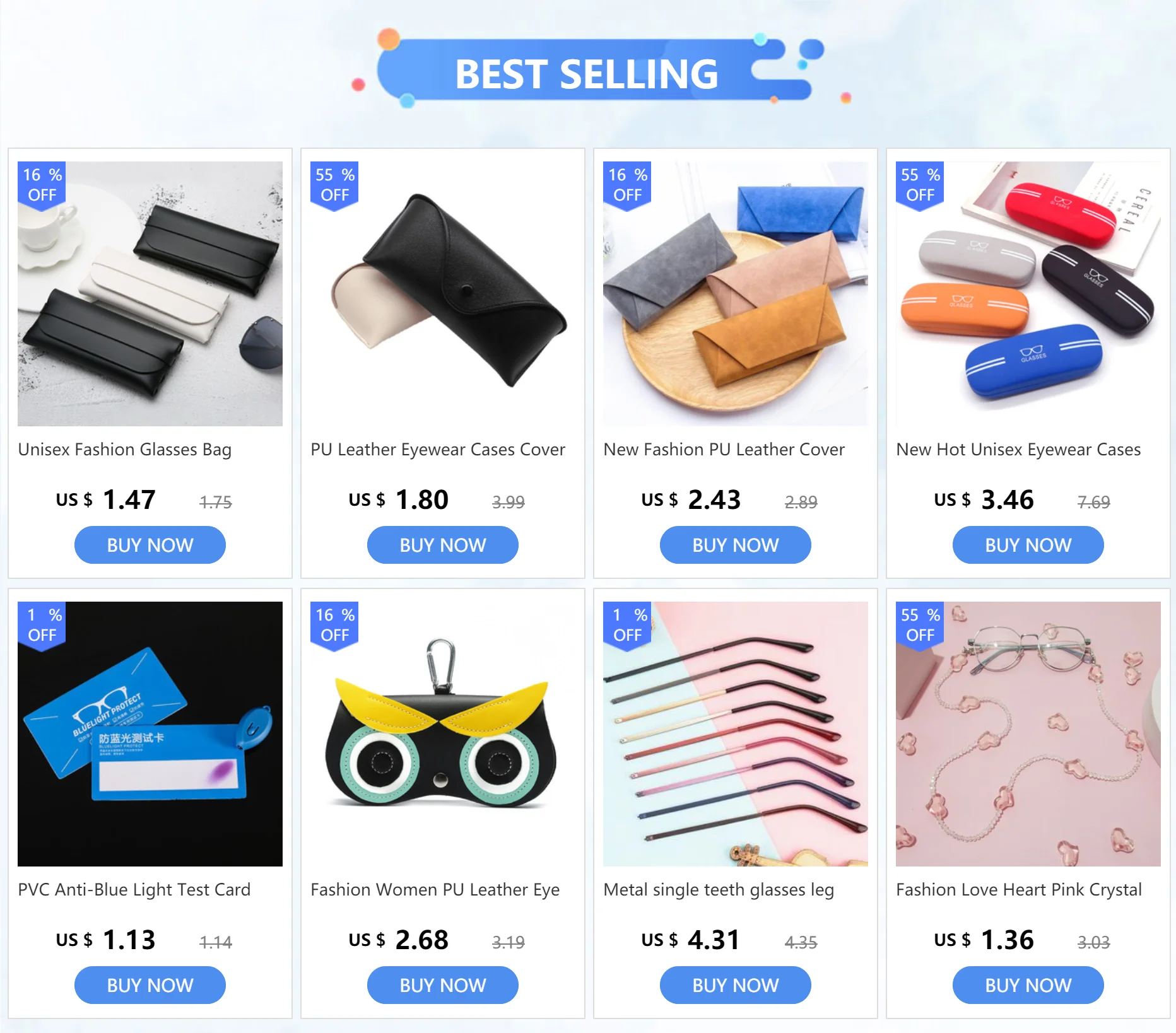 Description Picture 2 of itemFashion Women PU Leather Eye Glasses Case Portable glasses bag sun eye box sunglasses protective cover carry-on storage bag