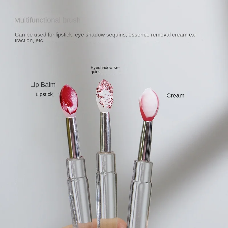 Description Picture 3 of item1/3PCS Portable Silicone Lip Brush With Cover Soft Multifunctional Lip Balm Applicator Lipstick Lipgloss Eyeshadow Makeup Brush