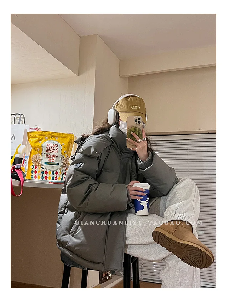 Description Picture 5 of itemGery Down Cotton Jacket Women Hooded Parkas 2023 Winter Padded Coat Thick Warm Love Embroidery Loose Puffer Female Snow Outwear