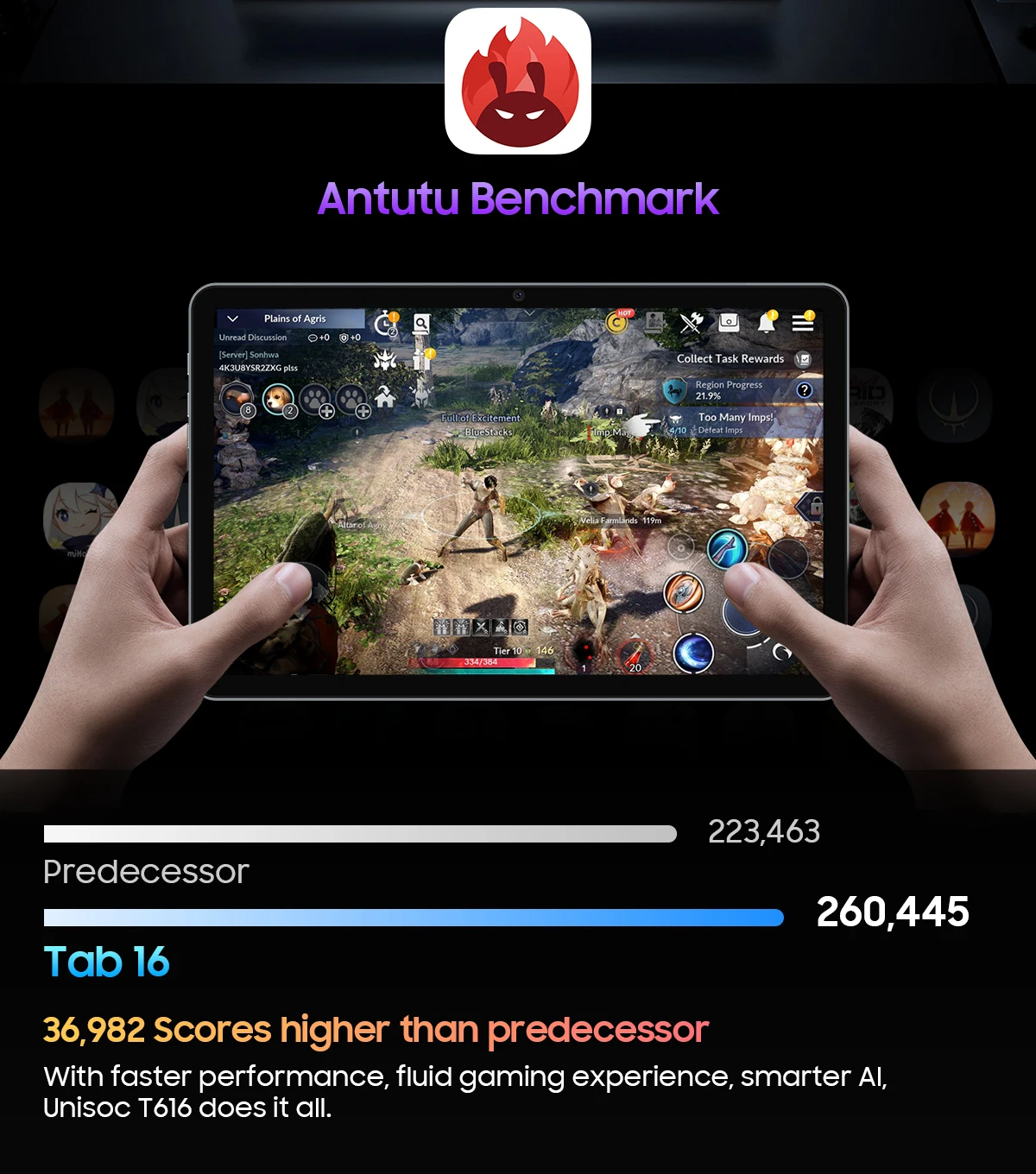 Description Picture 6 of item【World Premiere】Blackview Tab 16 Tablet 8GB+256GB 11''2k FHD+ Display Android 7680mAh Battery Widevine L1 Unisoc T616 Tablet PC