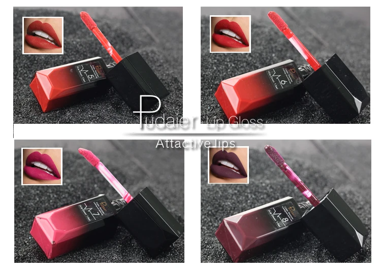 Pudaier Lips Matte Liquid Lipstick Make up Cosmetics Makeup Long-lasting Moisturizer Lip Gloss Maquiagem Waterproof Lipgloss Pen