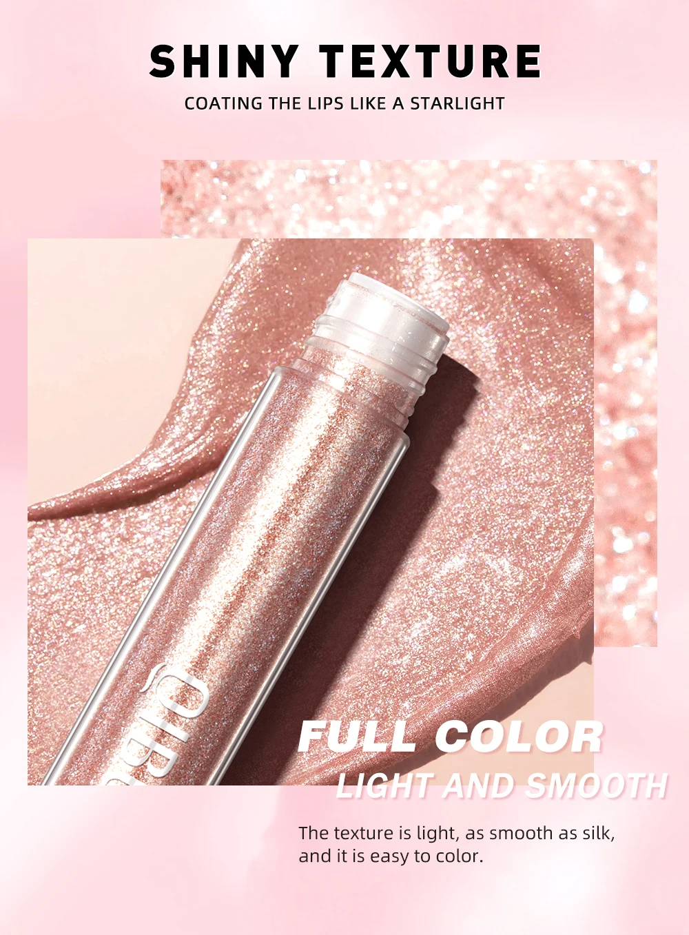 Description Picture 6 of itemQIBEST Glitter Diamond Liquid Lipstick Waterproof Long Lasting Pearl Shiny Lip Gloss Metal Charming Women Lip Makeup 6 Colors