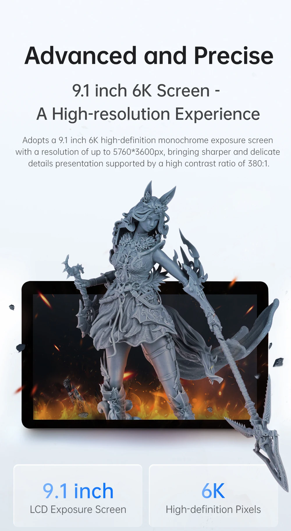 Description Picture 4 of itemAnycubic 9.1 inch Photon Mono X 6Ks 3D printer Handheld Desktop Grade Household 4.76L Build Volume Printing Size 200x196x122mm