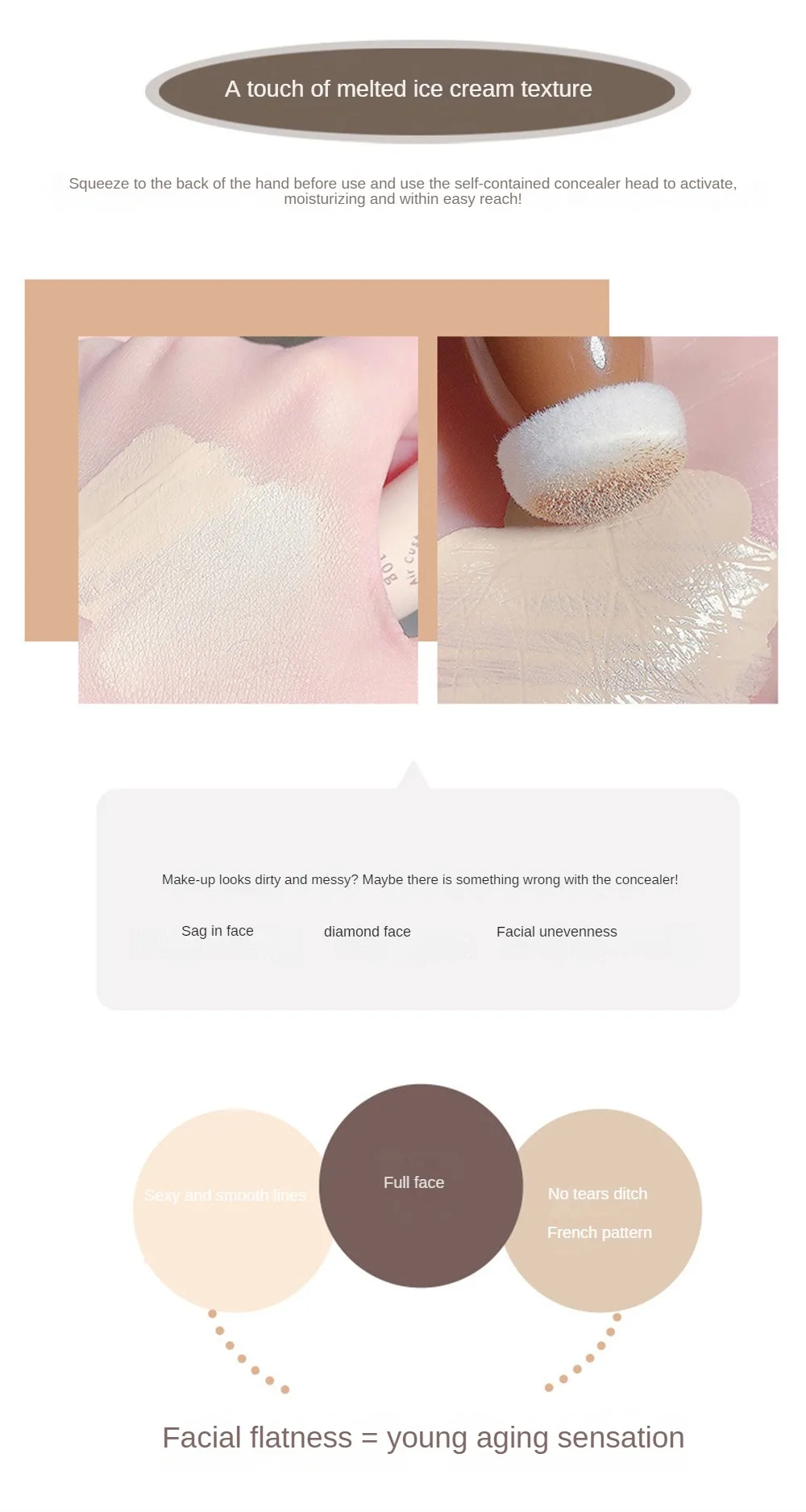Description Picture 4 of itemConcealer Cream Oil Control Liquid Foundation Light Natural Face Makeup Air Cushion Concealer Full Coverage Long Lasting