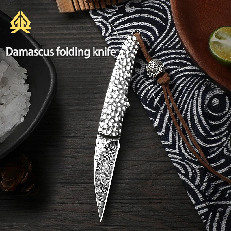 Description Picture 2 of itemXTL Damascus steel knife, outdoor portable knife, portable knife, multi-functional fruit knife, folding knife, gift box