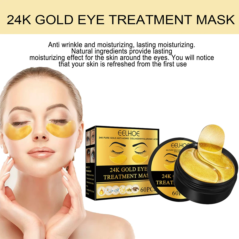 Description Picture 5 of item24K Gold Collagen Eye Patches Anti Aging Crystal Collagen Eye Mask Patches Anti Puffiness 60pcs Moisturizing Eye Mask Patches
