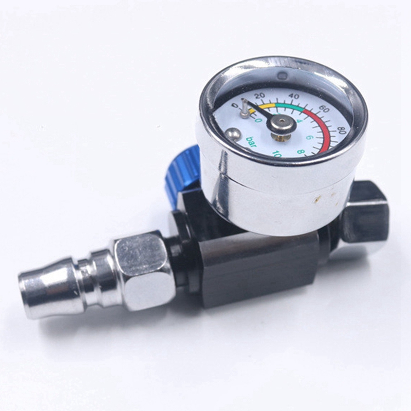 Description Picture 5 of item1/4 Inch Bsp Mini Air Regulator Valve Tool Durable Small Tail Pressure Gauge with Nozzle for Spray Tool