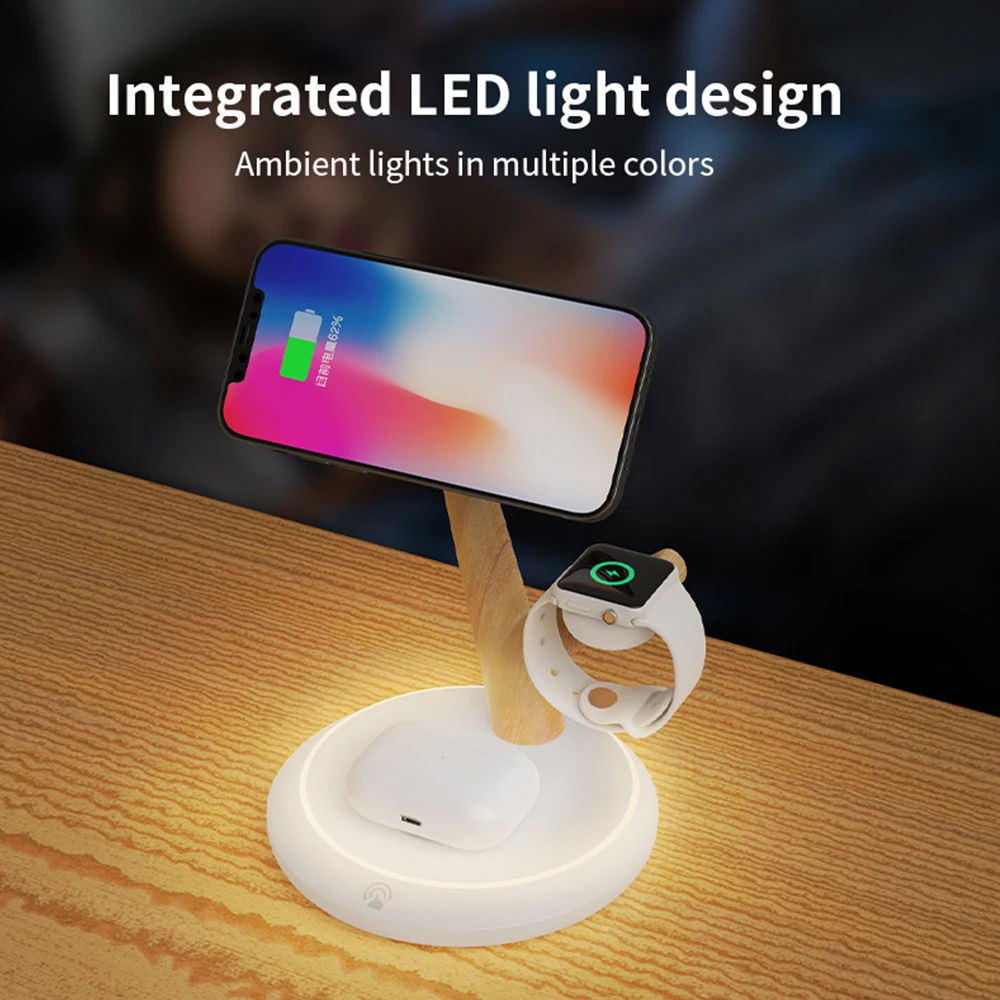 Magnetic Wireless Charger 4 in 1 Stand for iPhone 15 14 Pro 13 12 Wireless Charging Station for Apple Watch 9 8 7 6/Airpods 3