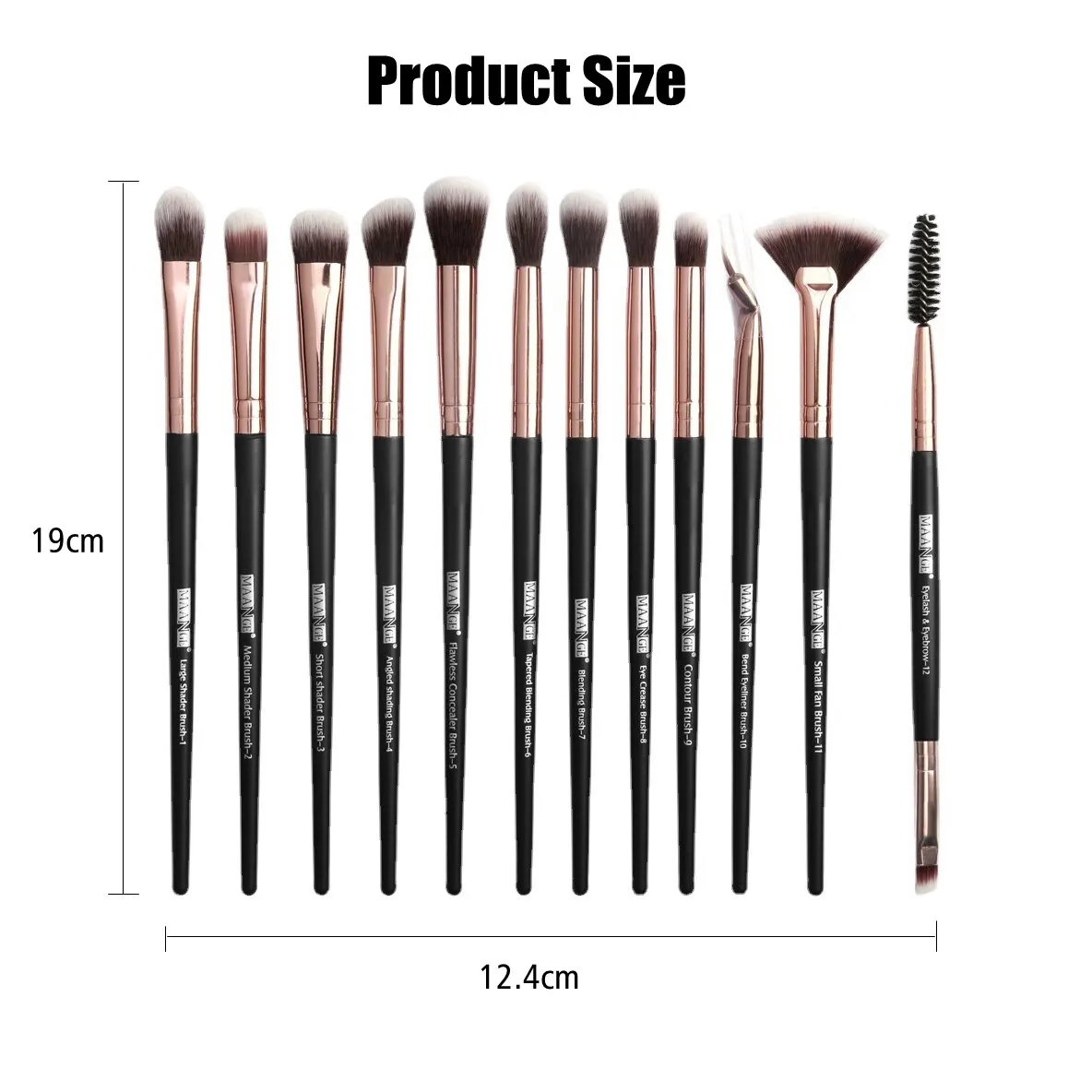 Description Picture 3 of itemMaange 12pcs Eye Makeup Brush Sets Makeup Tools Eye Shadow Brush Concealer Brush Blending Brush Lip Brush For Makeup Beginner