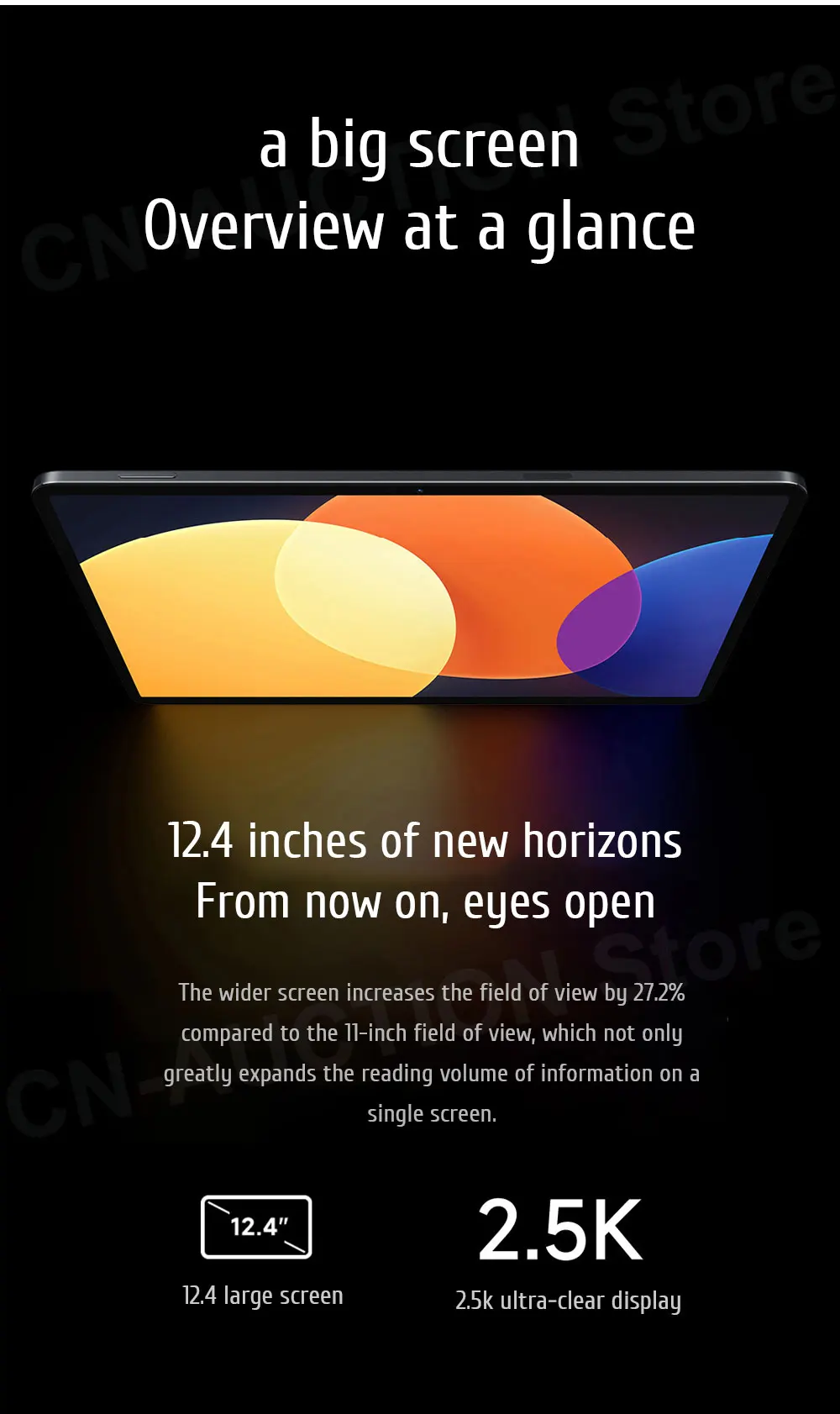Description Picture 5 of itemGlobal ROM Iconic Brand Mi Pad 5 Pro 12.4  2.5K 120Hz Full Screen Snapdragon 870 6+128/8+256/12+512GB Office Learning Tablet PC