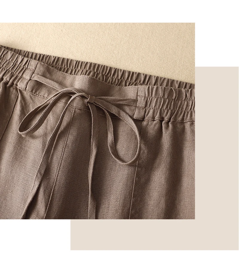 Description Picture 5 of itemCotton Linen Pants For Women Casual Drawstring High Waist Wide Leg Baggy Pants Harajuku Joggers Streetwear Trousers Pantalon