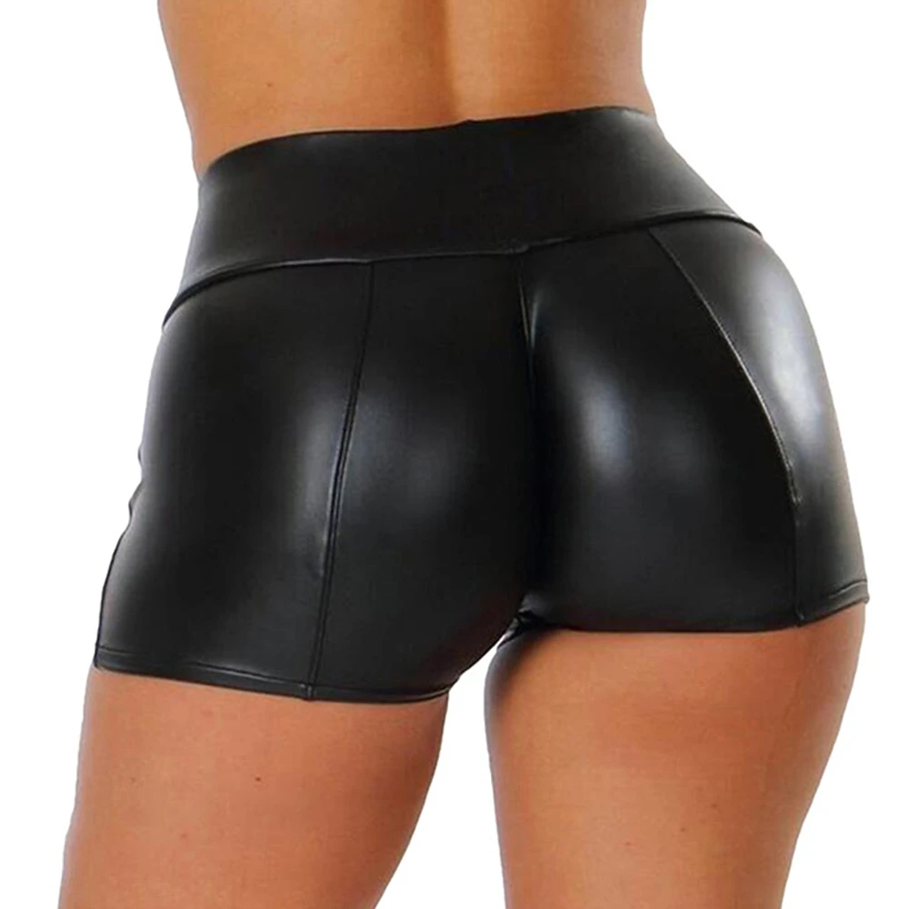 Description Picture 4 of itemSexy Bright Leather Women Shorts Hot Stamping Short Pants Ladies Casual Solid Elastic Push Up Shorts Bodycon For Pole Dance A50