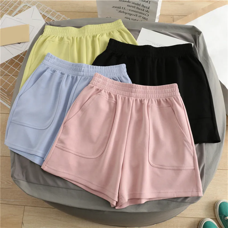 Description Picture 3 of itemShorts Women Summer All Match Elastic Waist Loose Solid Casual Korean Style Fashion Soft Streetwear Female Pocket Short Trousers