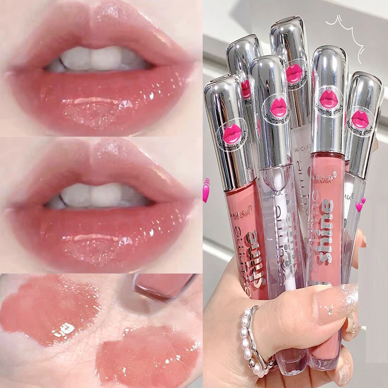 Shiny Lip Gloss Mirror Water Glossy Lip Glaze Lasting Liquid Lipstick Clear Glitter Primer Aqua Glowing Lip Oil Cosmetics