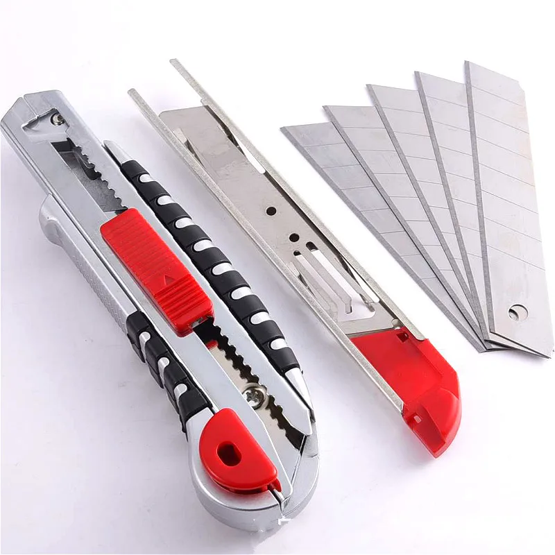 Utility Knife Stainless Steel Wall Paper Cutting Cutter Razor Blade Retractable with 5pcs Blades Dropshipping