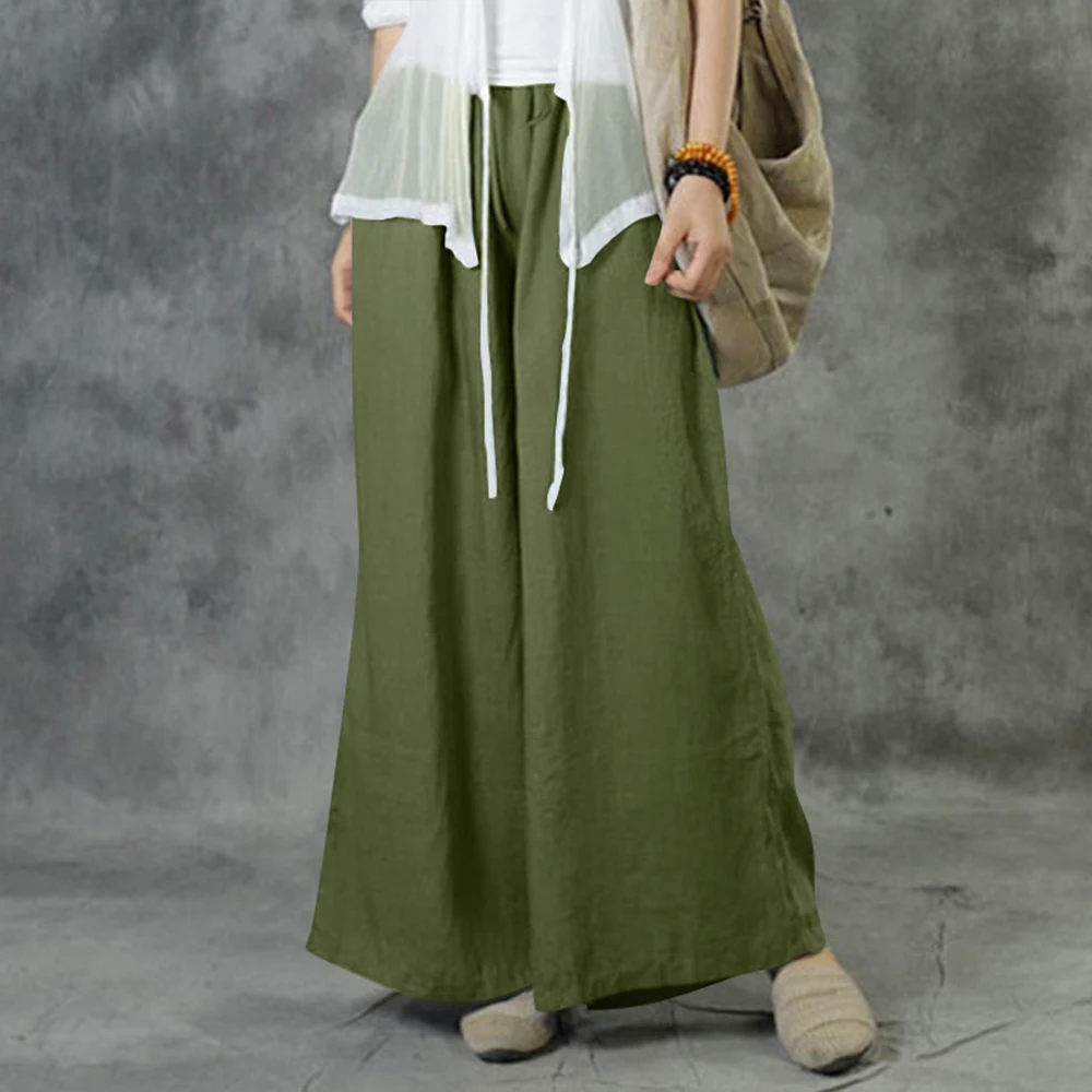 Description Picture 3 of itemPlus Size Oversized Womens Autumn Winter Casual Cotton Linen Baggy Wide Leg Solid Pants Ladies Loose Palazzo Trousers For Female