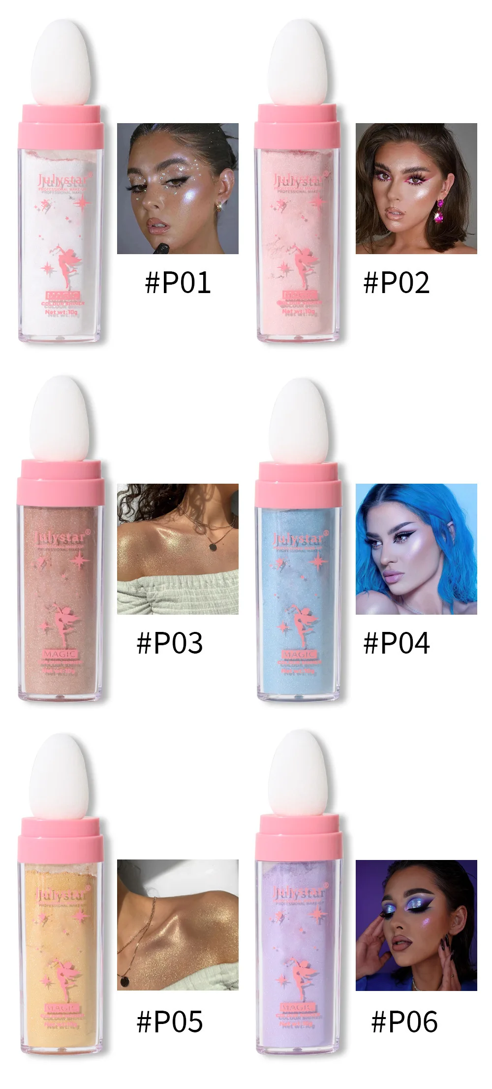 Description Picture 3 of item6 Color Highlighter Powder Fairy Powder Shimmer Contour Blush Powder hree-Dimensional Repairing Blush for Girl Face Body