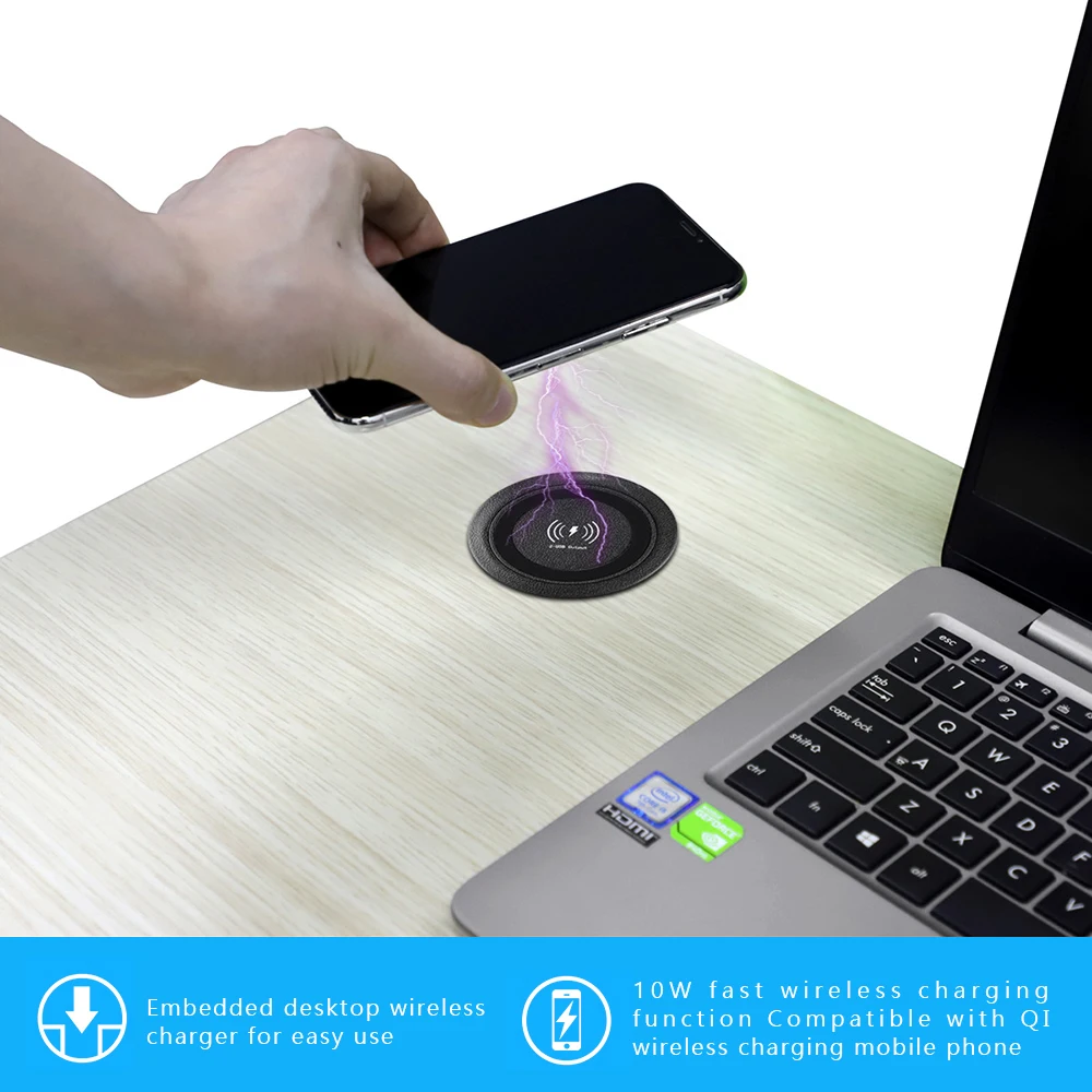 18W Wireless Charger Furniture Desktop Embedded Fast Wireless Charger For Iphone 11 X Samsung S10 Table Office Phone Charger