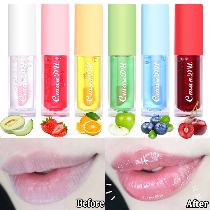 Moisturizing Natural Fruit Color Changing Lip Gloss Lip Oil Portable Waterproof Lasting Nutritious 6 Colors Lips Care Lipstick