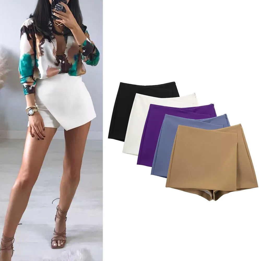 TRAF Women High waist Short Woman Fashion Culottes Asymmetric Shorts Skirt 2023 Summer Skirt Shorts y2k Mini Shorts