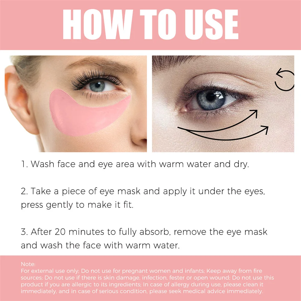 Description Picture 6 of itemSkincare Products Pink Rose Hyaluronic Acid Eye Mask Remove Dark Eye Circles Collagen Eye Patches Korean Face Care Product