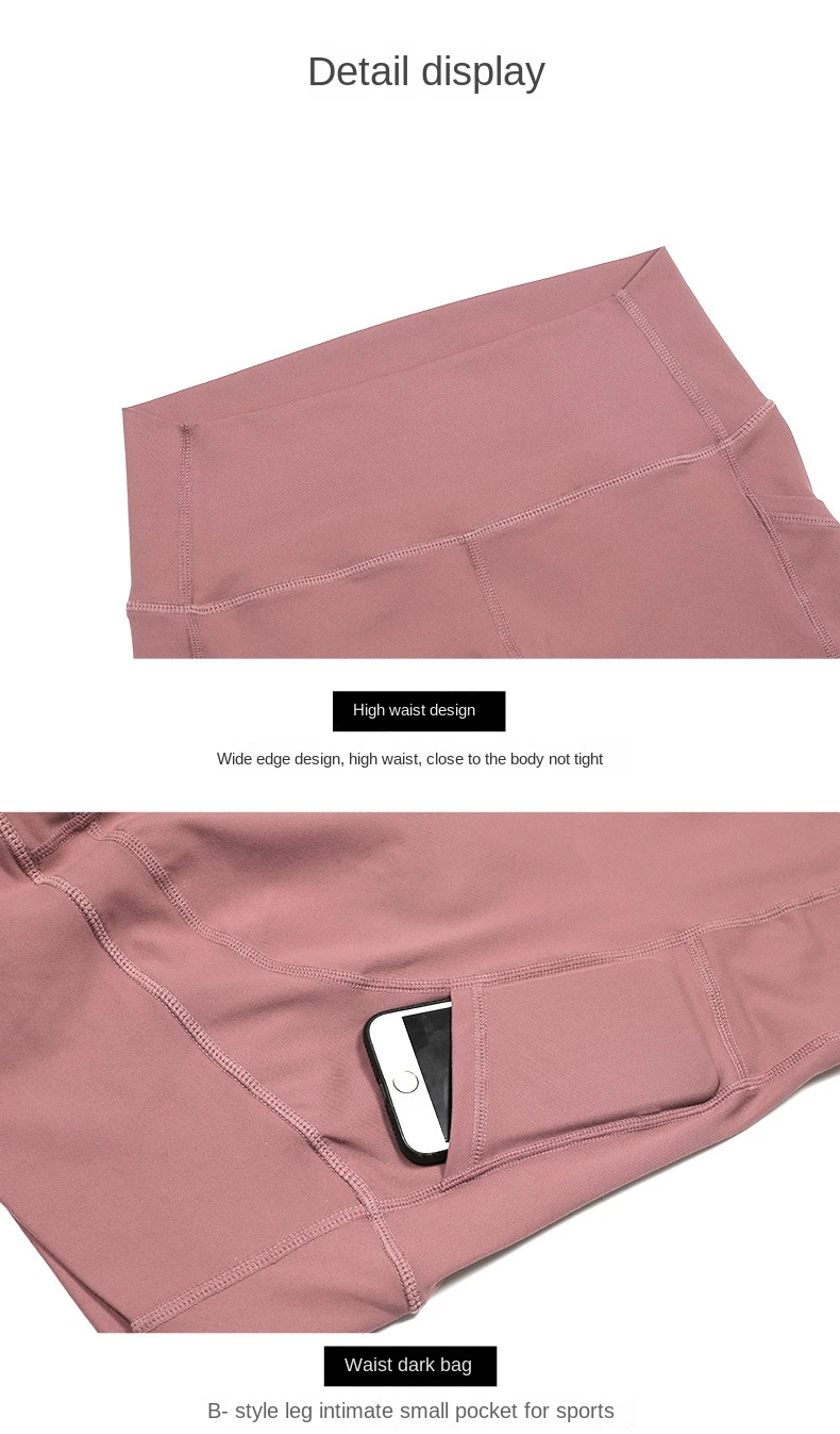 Description Picture 5 of itemFitness Sports Short Leggings Women Summer Solid High Waist Yoga Shorts with Pockets Girls Gym Workout Tights Cycling Sweetpants