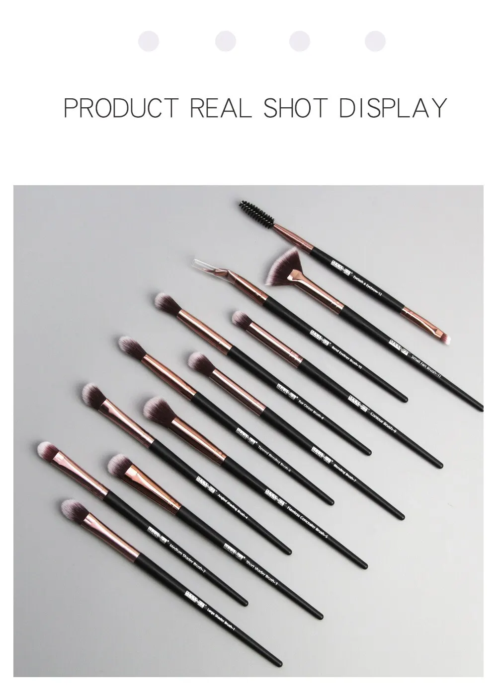 Description Picture 2 of itemMaange 12pcs Eye Makeup Brush Sets Makeup Tools Eye Shadow Brush Concealer Brush Blending Brush Lip Brush For Makeup Beginner