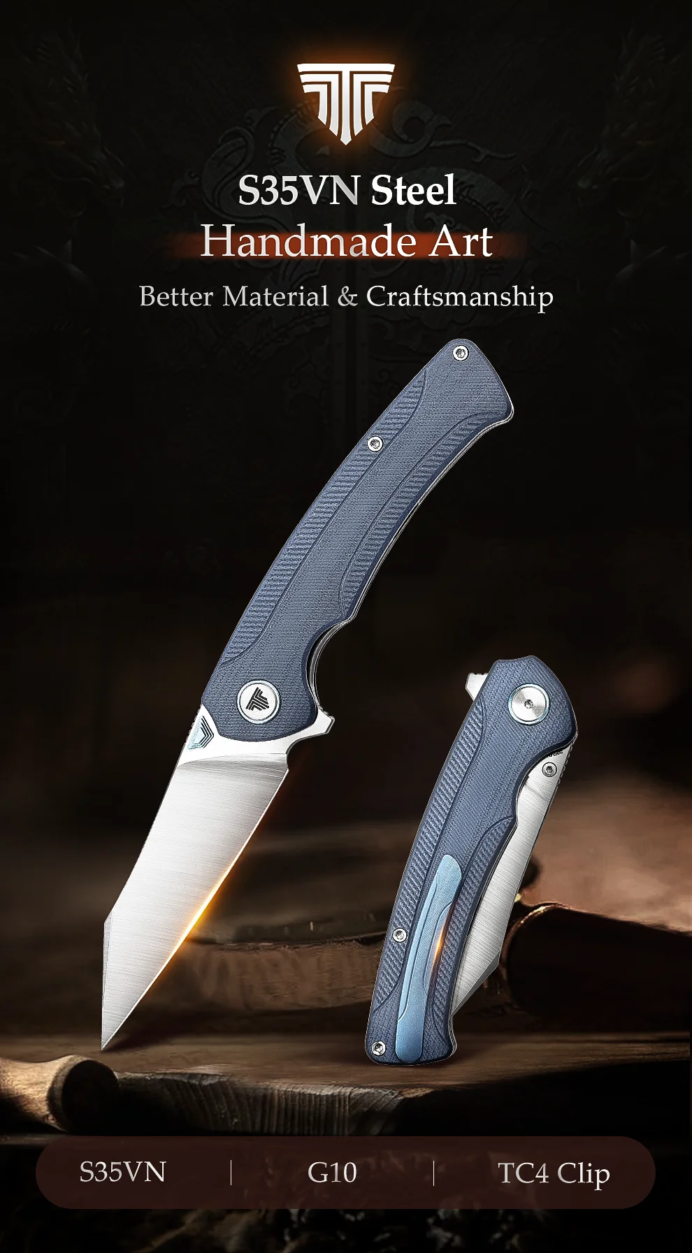 Description Picture 2 of itemTRIVISA EDC Pocket Folding Knife for Men,3.66