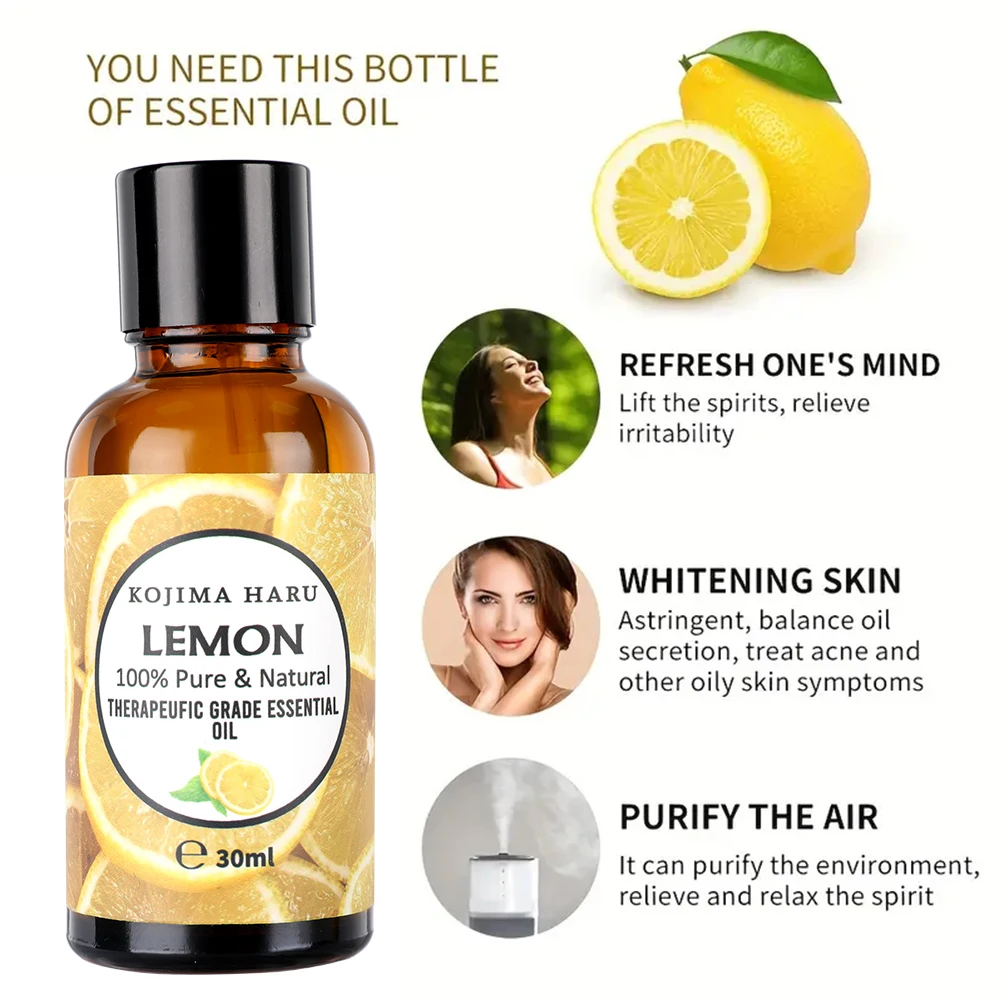 Description Picture 5 of item1pc Lemon Essential Oils 30ml/1.01 Fl.Oz For Diffusers Humidifier 100% Pure Natural Aromatherapy Massage Bath Sleep Relaxation