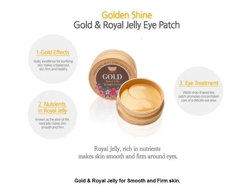 Description Picture 3 of itemBest Korea Cosmetic KOELF Gold & Royal Jelly Hydro Gel Eye Mask Patch 60pcs Smooth And Firm Skin Eye Mask PETITFEE Sub-brand