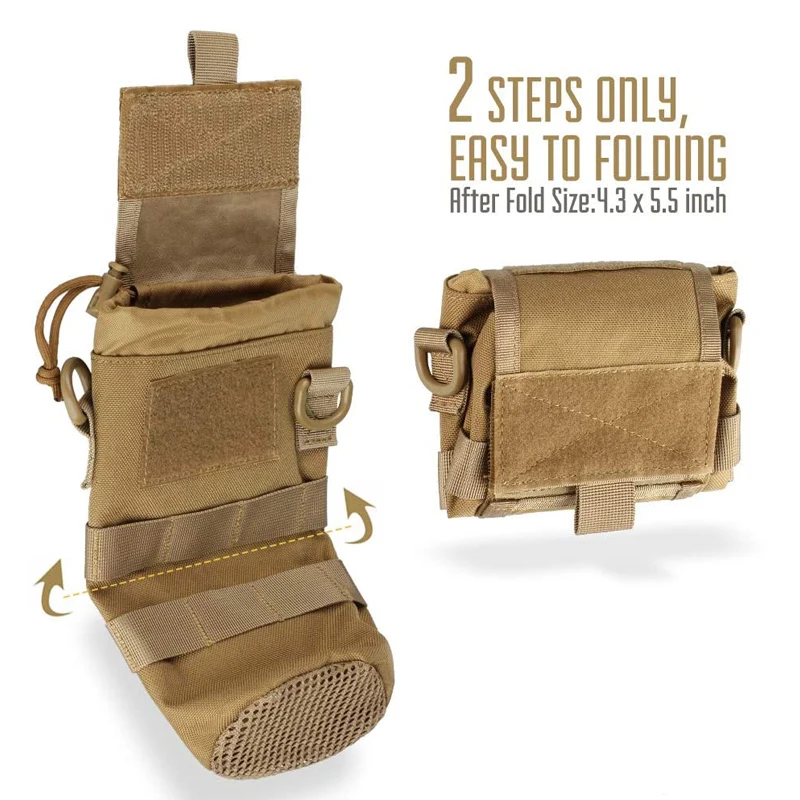 Description Picture 3 of itemTactcail Molle Foldable Water Bottle Pouch Adjustable Drawstring Kettle Holder Bag Travel Hydration Carrier with Mesh Bottom