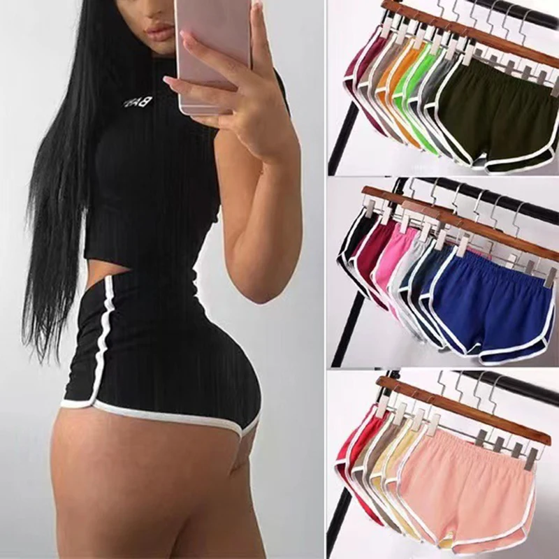 Description Picture 3 of itemFashion Stretch Waist Woman High Waist Casual Shorts Black White Short Harajuku Beach Sexy Yoga Short Women Clothing Sport Pants